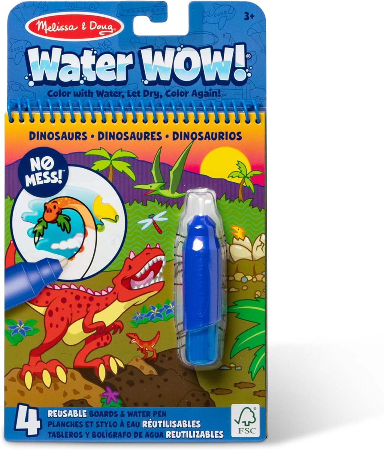 Melissa & Doug On The Go Water Wow! Mess Free Coloring Book, Reusable Water-Reveal Activity Pad, Dinosaurs, Travel Toys, Party Favors, for Toddlers & Kids Ages 3+
